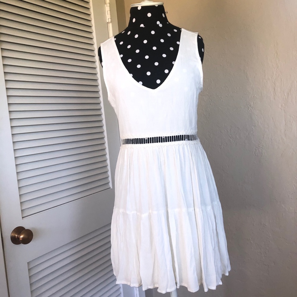 Paper cranes open back white sun dress